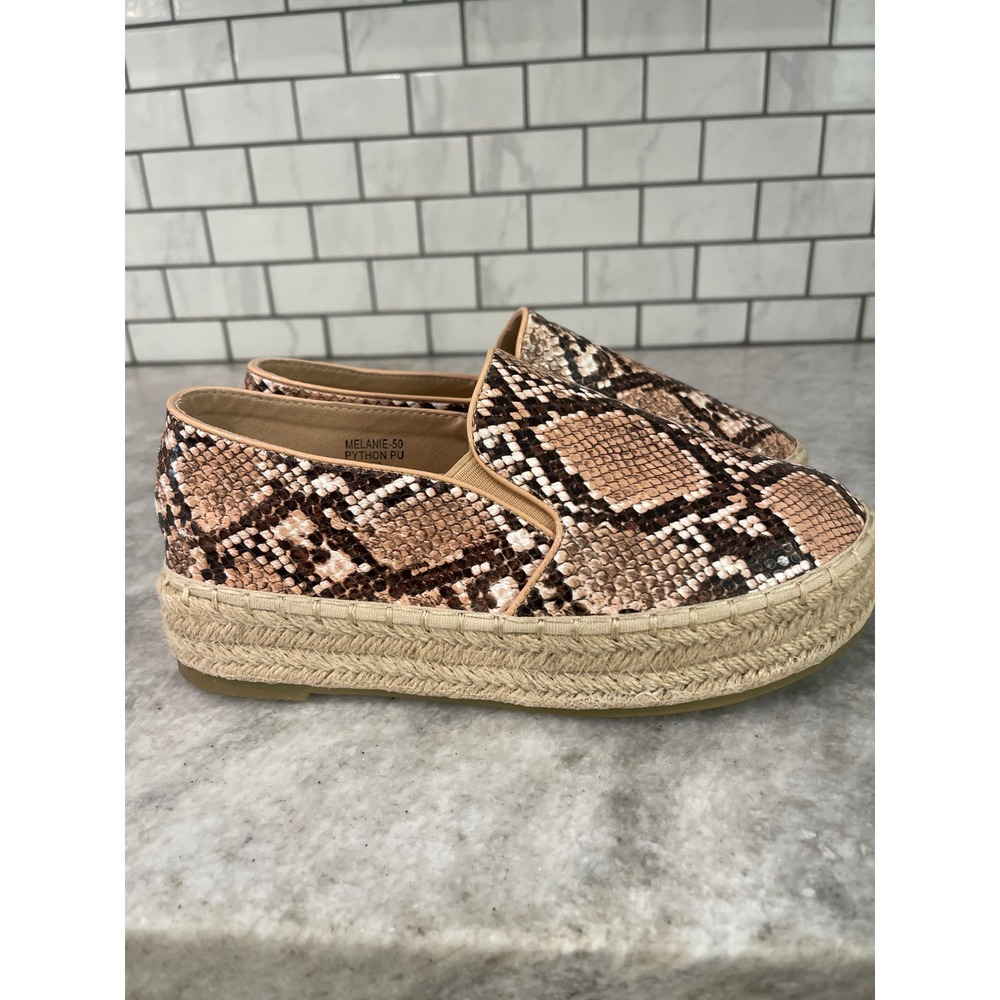 BellaMarie Espadrille Womens 5.5 Brown Melanie-50 Python Snake Platform Slip On